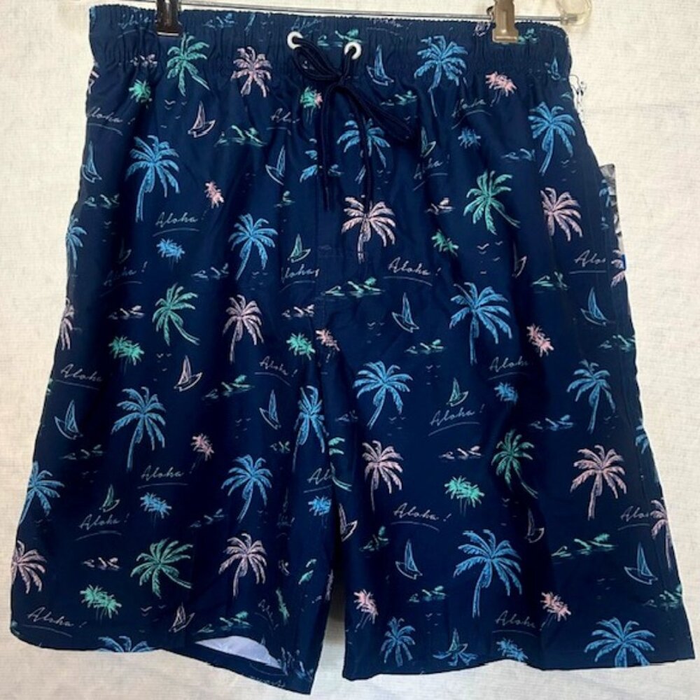 Beverly Hills Polo Club Swim Shorts NEW with Tags Palm Trees Aloha Print